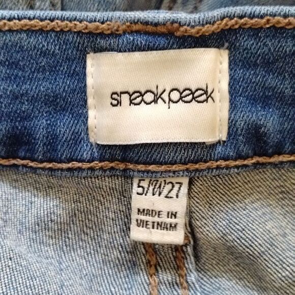 Sneak Peek Distressed Flare Jeans Junior Sz 5 - Picture 6 of 9